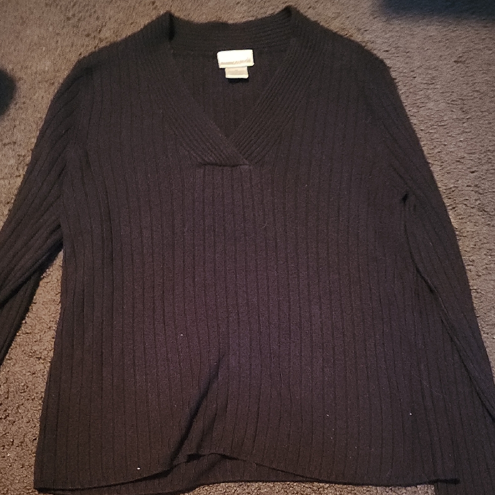 Fashion Bug Black V-Neck Ribbed Sweater